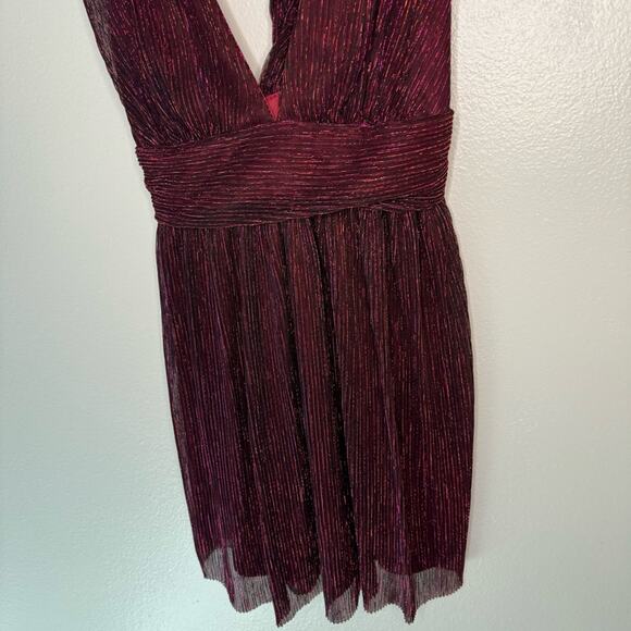 Lulus Ailey Magenta and Black Mini Dress Twist Back Skater Dress Women's Small - Picture 5 of 13